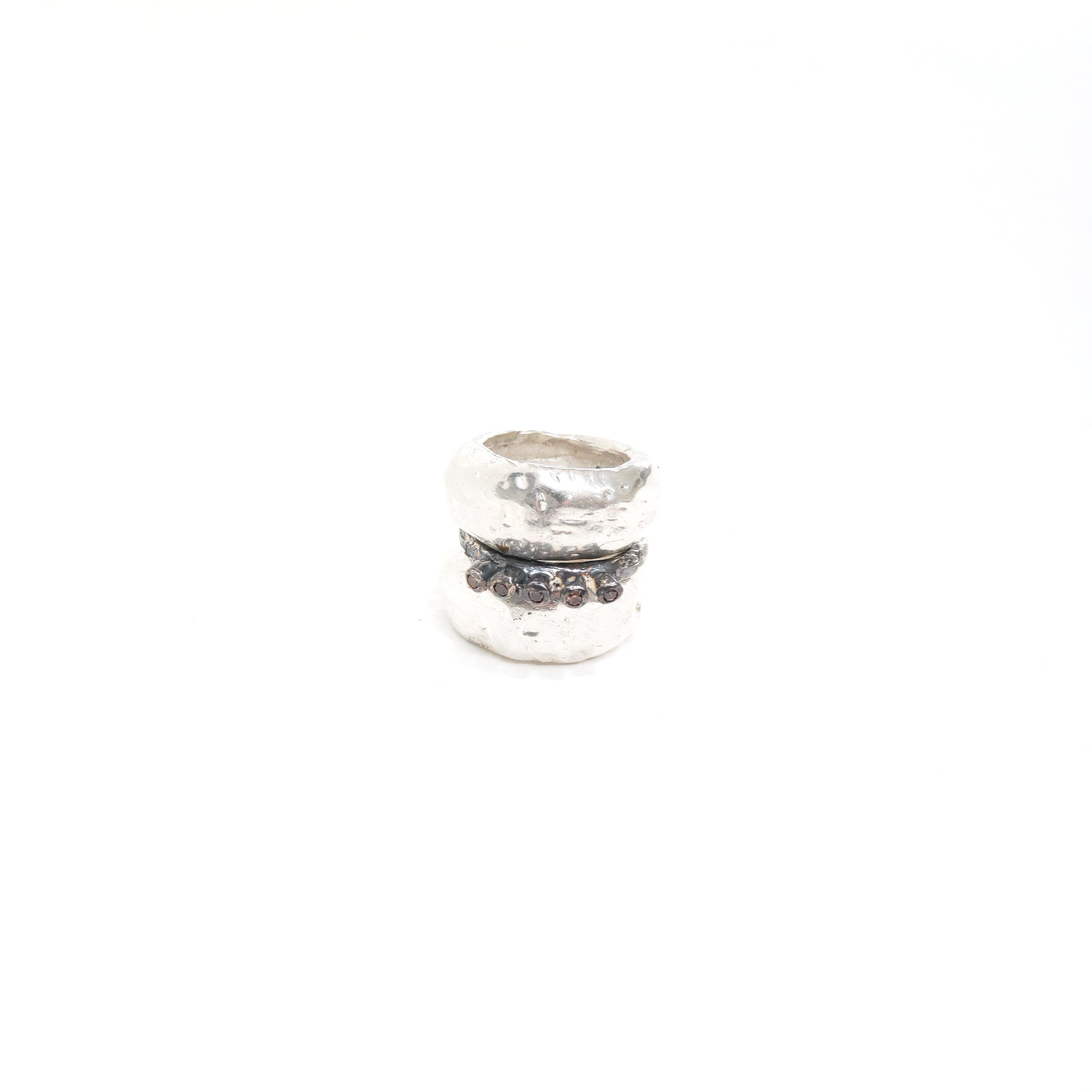 SET OF 3 /SILVER +BROWN