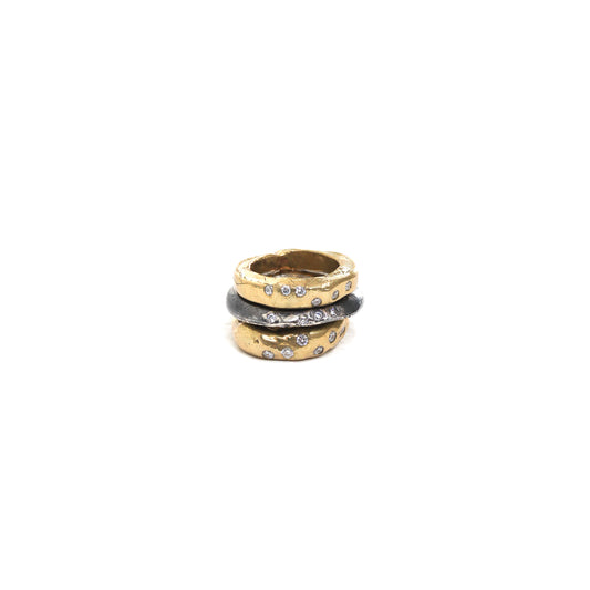 SET OF 3 / BRASS SILVER + WHITE
